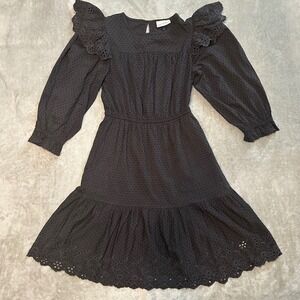 Universal Thread Dress Women‎ XS Black Eyelet Tiered Cottagecore Gothic Peasant